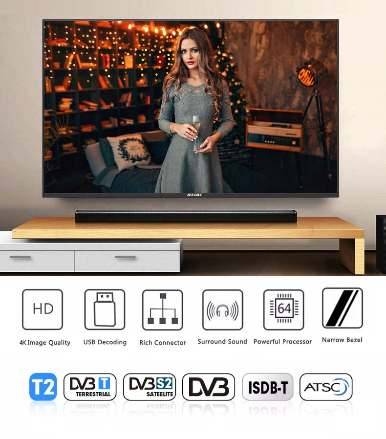 OEM TV Manufacture 32 43 50 65 Inch LED Smart Full Flat Screen 4K UHD HD WiFi Android Frameless Television