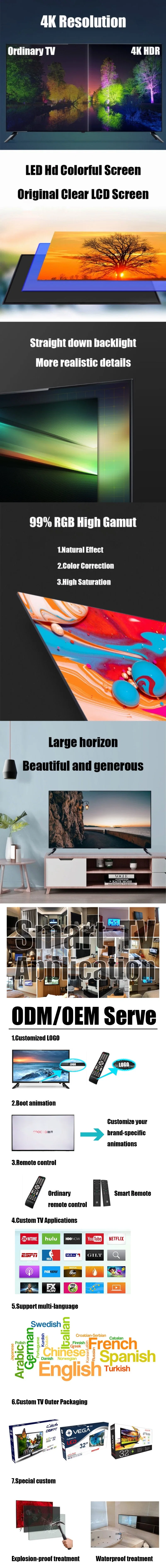 22 24 Inch 32&quot; 40&quot; 43&quot; 50&quot; 55&quot; 60&quot;65&quot; 70&quot; 75&quot; 2K 4K Television Android Smart Color UHD 4K Home LCD LED TV