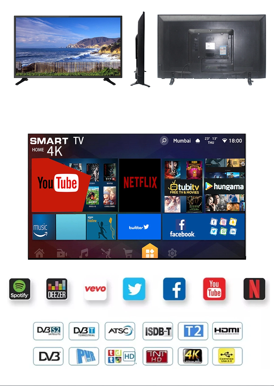 32 40 43 50 55 60inch China Smart Android LCD LED TV 4K UHD Factory Cheap Flat Screen Television HD LCD LED Best Smart TV